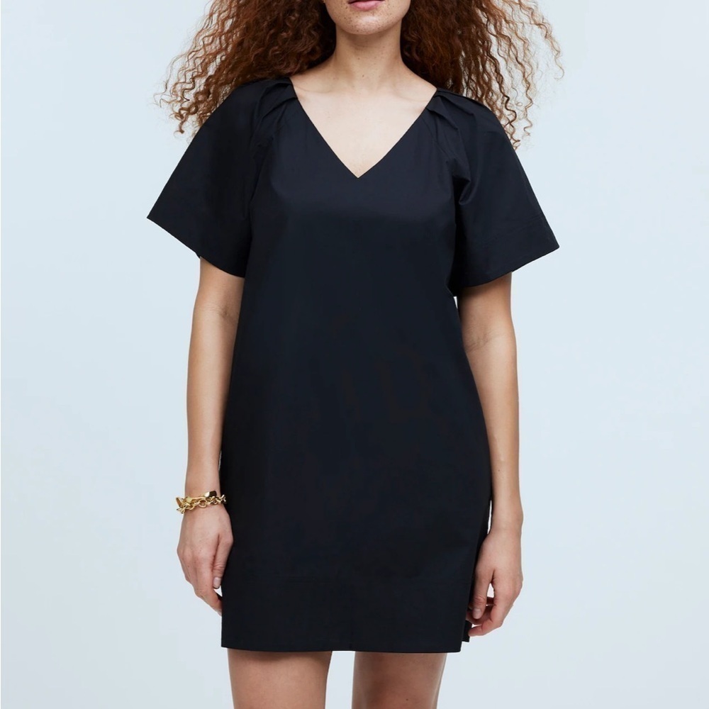 Madewell V-Neck Mini Shirtdress in True Black size XS NWT NP093